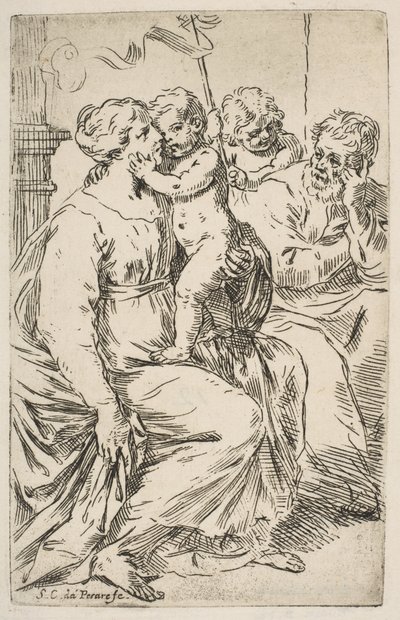 聖ヨハネとバプテストの聖家族1640-1642。 作： Simone Cantarini