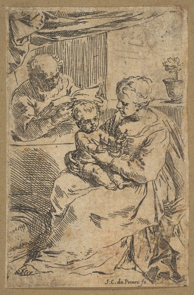 ロザリオの聖家族、ca。 1640-1642。 作： Simone Cantarini