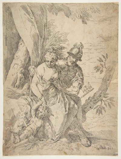 火星、金星、キューピッド、およそ1637-1639。 作： Simone Cantarini