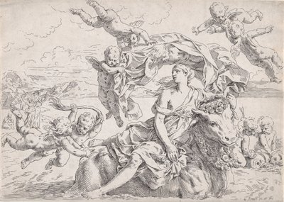 レニの後のエウロパのレイプ、約。 1636年。 作： Simone Cantarini