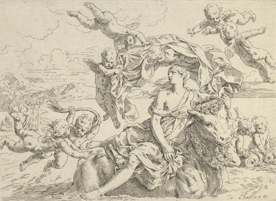 エウロパのレイプ、1636年頃。 作： Simone Cantarini