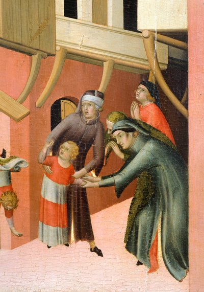 シモーネ・マルティーニ（1283-1344）作、キャンバスに油彩、200x256 cm、詳細、1330年頃 作： Simone Martini