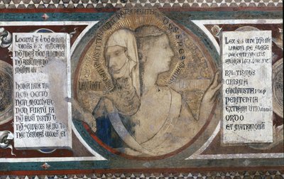 マエスタ：旧法と新法を表した両面図、フレームからの詳細、51591の1315の詳細 作： Simone Martini