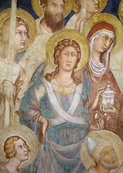マエスタ、聖ミカエルの詳細、1315年のフレスコ画 作： Simone Martini