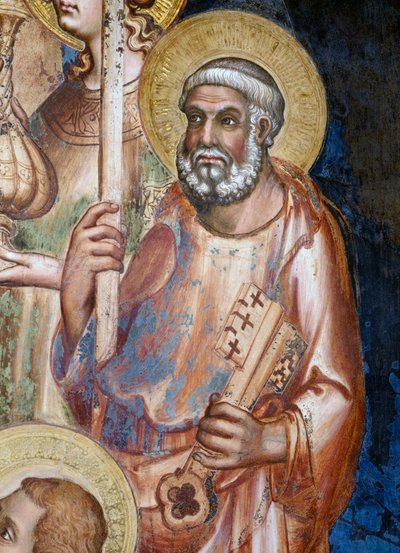 マエスタ、聖ペテロの詳細、1315年のフレスコ画 作： Simone Martini