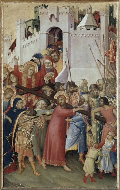 オルシーニのポリプティック。十字架を背負うキリスト（パネルに油彩、約1333年 作： Simone Martini