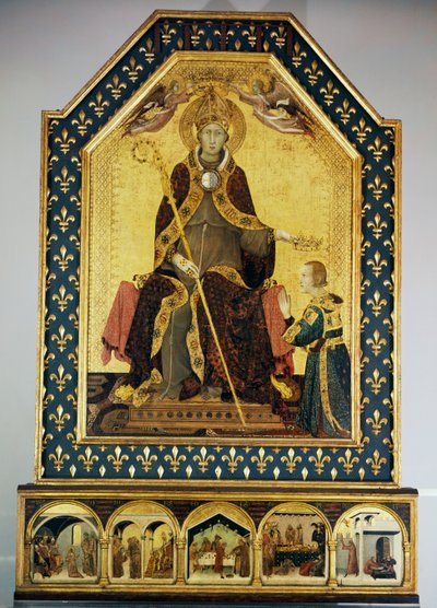 弟のアンジュー家のロベール（ナポリ王）を戴冠させるトゥールーズのサン・ルイ司教 作： Simone Martini