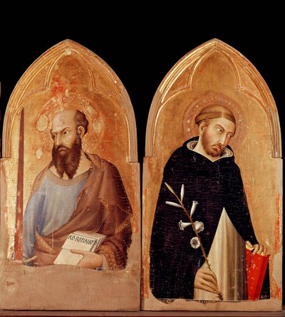 聖パウロと聖ドミニコオルヴィエートのポリプティク（パネルにテンペラと金彩 作： Simone Martini