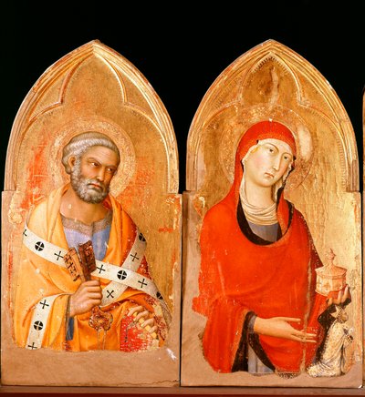 聖ペテロと聖マグダラのマリアオルヴィエートのポリプティク（パネルにテンペラと金彩 作： Simone Martini