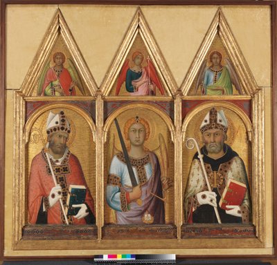 セントジェミニアヌス、1319年頃のテンペラ、58835のパネルディテールに金 作： Simone Martini