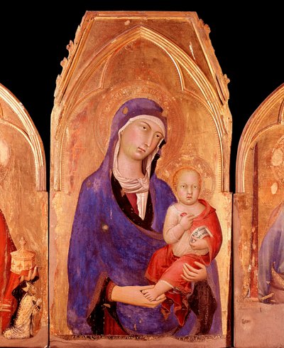 聖母と子供（パネルにテンペラと金彩 作： Simone Martini
