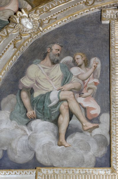 サンマシューと天使、ルネット、長老、1578-82年 作： Simone Veneziano Peterzano