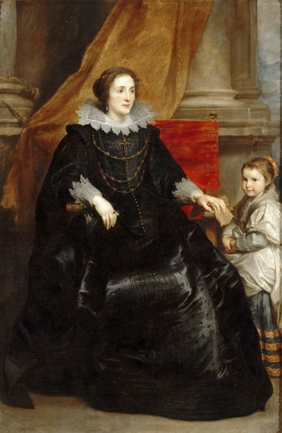 著名な女性と娘の肖像画、1632 年頃。 作： Sir Anthony van Dyck