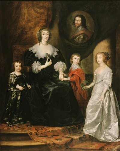 バッキンガム公の未亡人とその子供たちの肖像、1633年。 作： Sir Anthony van Dyck