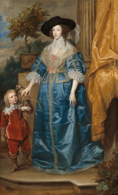 ジェフリー・ハドソン卿とヘンリエッタ・マリア女王 作： Sir Anthony van Dyck