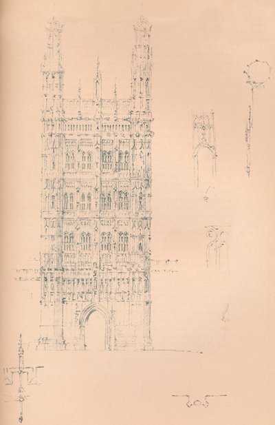 「ビクトリアタワー、ウェストミンスター」、c1837 1904 作： Sir Charles Barry