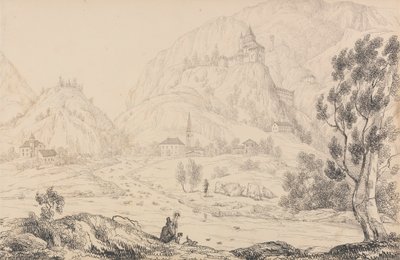 Álbum de 30 vistas no Tirol e na Itália: Fortaleza de Trostburg perto da cidade de Kollman. Tirol. 28 de outubro de 1840 作： Sir Charles D