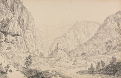 チロルとイタリアの 30 のビューのアルバム: 1840 年 10 月 27 日、ミッテンヴァルト近くの Eisak のビュー 作： Sir Charles D