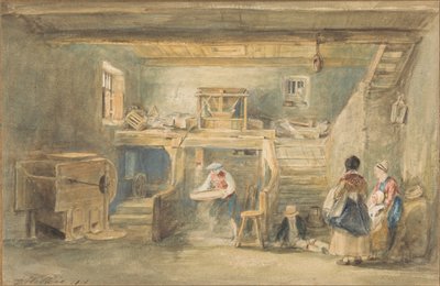 とうもろこしをふるう男と Pitlessie Mill の内部 作： Sir David Wilkie
