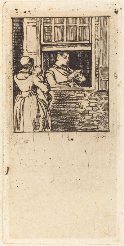 窓辺で手紙を読む女性 作： Sir David Wilkie