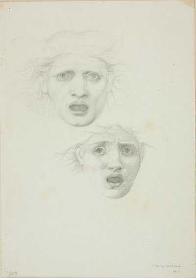メデューサの頭、ロンダニーニ メデューサの 2 つの研究 作： Sir Edward Burne Jones