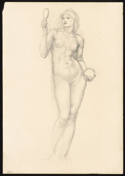 右手に鏡を持つ裸の女性像 作： Sir Edward Burne Jones