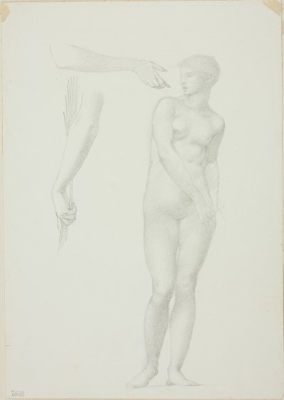 立っている女性の裸体と腕のスケッチ 作： Sir Edward Burne Jones