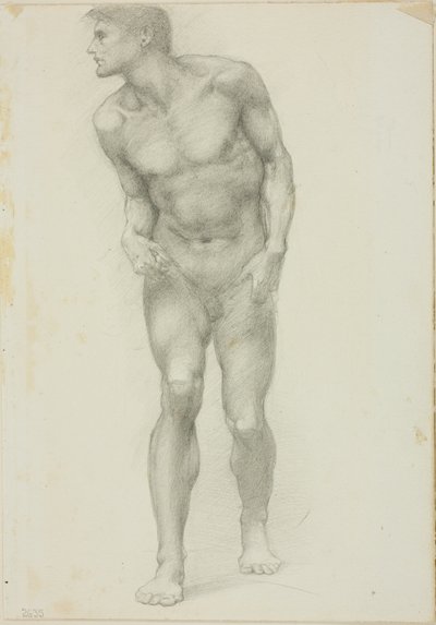横顔で立っている裸の男性 作： Sir Edward Burne Jones