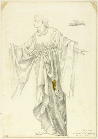 薔薇のロマンス」フィギュアのための習作 作： Sir Edward Burne Jones