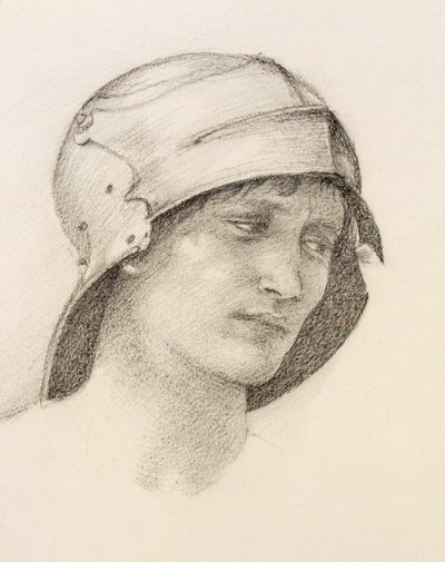 帽子をかぶった女性、スケッチブックのディテール、1880 年代。 作： Sir Edward Burne Jones