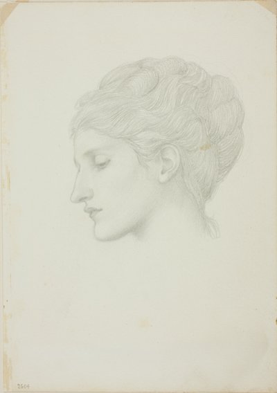 左横顔の女性の頭部 作： Sir Edward Burne Jones