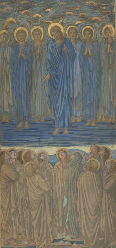 キリストの昇天 使徒行伝 I、1-9: ステンドグラスの窓の習作、約 1875-84。 作： Sir Edward Coley Burne Jones
