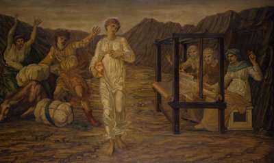 キューピッドとプシュケ - 宮殿の緑の壁画 - ビーナス ザ タスクによって設定されたプシュケ、1881 年。 作： Sir Edward Coley Burne Jones
