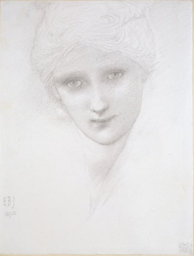 女性の頭、1890 作： Sir Edward Coley Burne Jones
