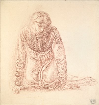 ひざまずく女性像、19世紀後半 作： Sir Edward Coley Burne Jones