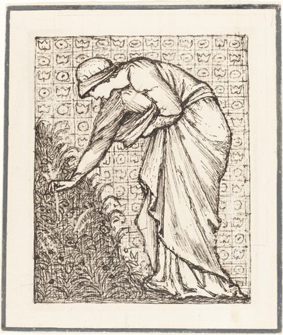 花を摘む女性 作： Sir Edward Coley Burne Jones