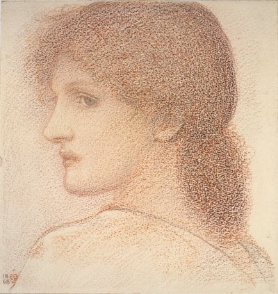 左を向いた女性の頭の習作、1886年 作： Sir Edward Coley Burne Jones