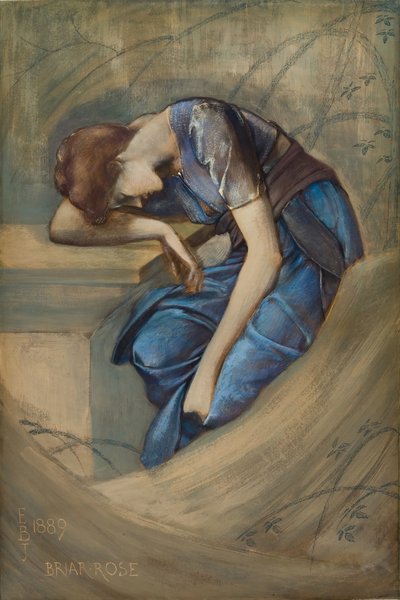 ブライアー ローズ シリーズ - 「ガーデン コート」の習作、1889 年。 作： Sir Edward Coley Burne Jones