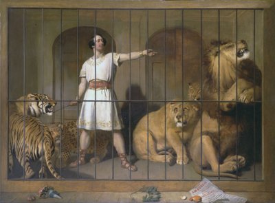ヴァンアンバラ氏がロンドンの劇場で動物たちと一緒に登場したときの肖像 作： Edwin Landseer