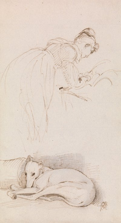 女性とグレイハウンドの研究 作： Sir George Hayter