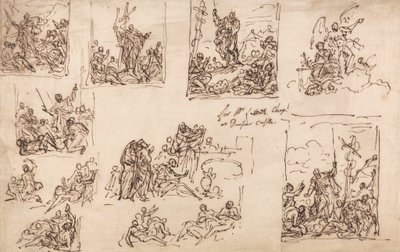 Moses and the Brazen Serpent - Suunnittelu Dunsterin linnan kappelille 作： Sir James Thornhill