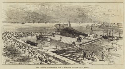 Speziaでの発砲の位置にあるイタリアの100トン砲 作： Sir John Charles Robinson