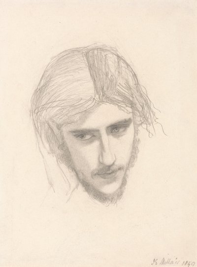 「アリエルに誘われたフェルディナンド」のフェルディナンド首長の習作 作： Sir John Everett Millais