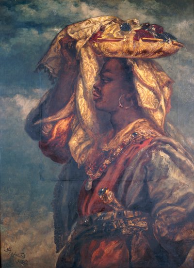 「果物を持った黒人少女」、1882 年 作： Sir John Gilbert