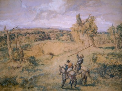 「ドン・キホーテとサンチョ・パンサ」、1894年 作： Sir John Gilbert