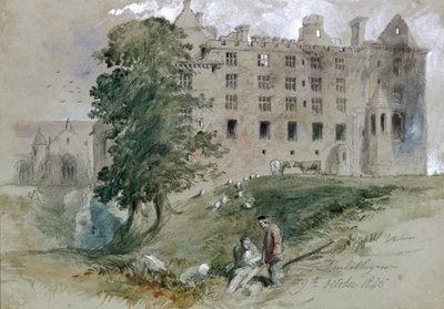 リンリスゴー城、ウェスト ロージアン、スコットランド、1845 年 作： Sir John Gilbert