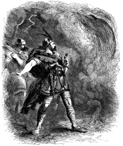 3 人の魔女に出会うマクベスとバンクォー、1858 年 作： Sir John Gilbert