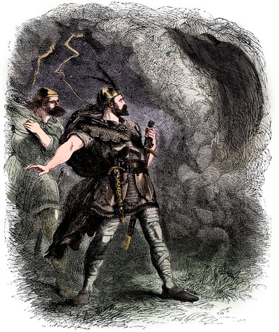 マクベスとバンコウが3人の魔女に出会った、1858年 作： Sir John Gilbert