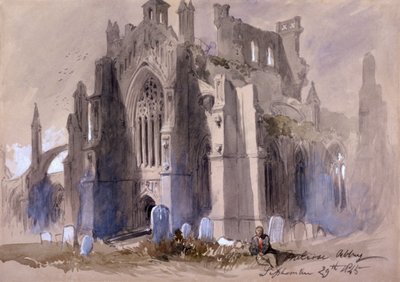 「メルローズ修道院」、1845 作： Sir John Gilbert
