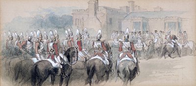 「セント ジェームズ宮殿の騎馬護衛」、ロンドン、1848 年 作： Sir John Gilbert